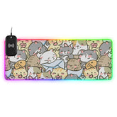 Cat Wireless Charging Mouse Pad for Mobile Phone Extra Large Gaming Mousepad with 13 Lighting Modes Computer Mat for Gaming MacBook PC Laptop Desk Office Home